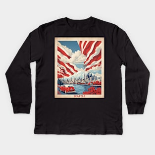 Seattle Washington United States of America Tourism Vintage Poster Kids Long Sleeve T-Shirt